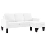 Canapé à 3 places avec repose-pied Blanc Similicuir
