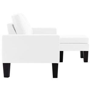 Canapé à 3 places avec repose-pied Blanc Similicuir