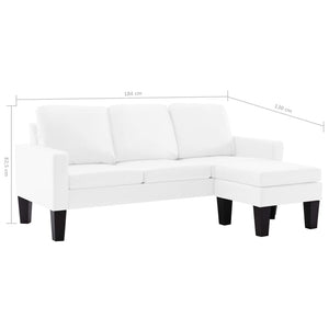 Canapé à 3 places avec repose-pied Blanc Similicuir