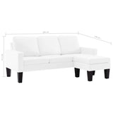 Canapé à 3 places avec repose-pied Blanc Similicuir