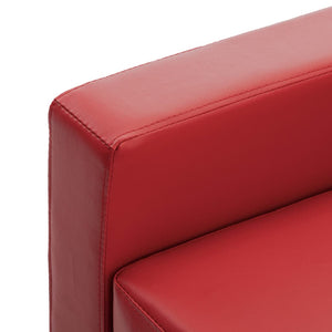 Canapé à 3 places avec repose-pied Rouge Similicuir