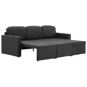 Canapé-lit modulaire 3 places Gris foncé Tissu