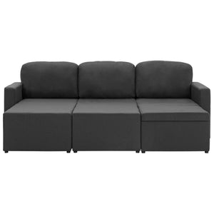 Canapé-lit modulaire 3 places Gris foncé Tissu