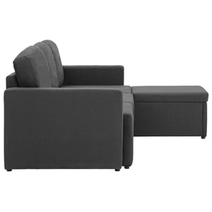Canapé-lit modulaire 3 places Gris foncé Tissu