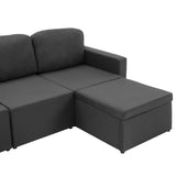 Canapé-lit modulaire 3 places Gris foncé Tissu