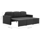 Canapé-lit modulaire 3 places Gris foncé Tissu