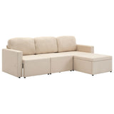 Canapé-lit modulaire 3 places Crème Tissu