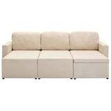 Canapé-lit modulaire 3 places Crème Tissu