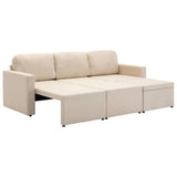 Canapé-lit modulaire 3 places Crème Tissu