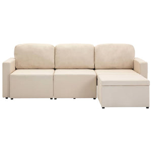 Canapé-lit modulaire 3 places Crème Tissu