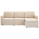 Canapé-lit modulaire 3 places Crème Tissu