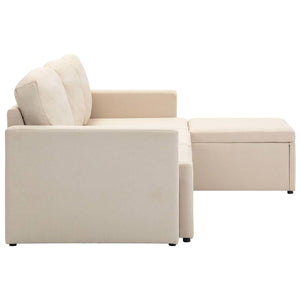 Canapé-lit modulaire 3 places Crème Tissu