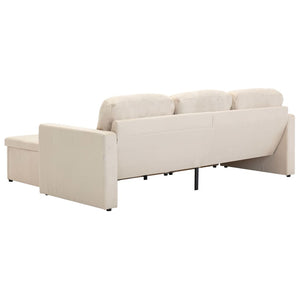 Canapé-lit modulaire 3 places Crème Tissu