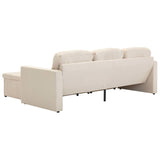 Canapé-lit modulaire 3 places Crème Tissu