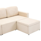 Canapé-lit modulaire 3 places Crème Tissu