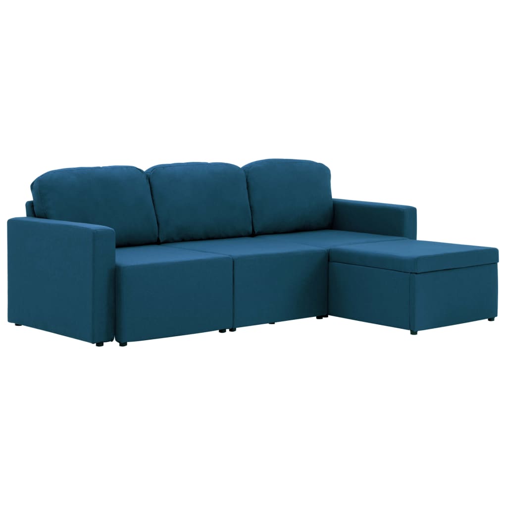 Canapé-lit modulaire 3 places Bleu Tissu