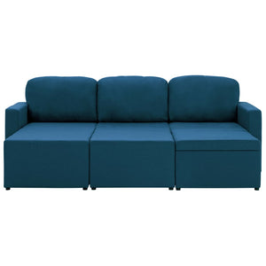 Canapé-lit modulaire 3 places Bleu Tissu