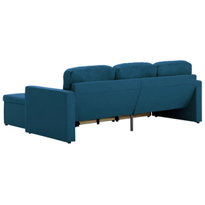 Canapé-lit modulaire 3 places Bleu Tissu