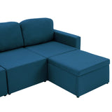 Canapé-lit modulaire 3 places Bleu Tissu