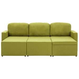 Canapé-lit modulaire 3 places Vert Tissu