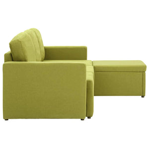 Canapé-lit modulaire 3 places Vert Tissu