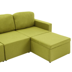 Canapé-lit modulaire 3 places Vert Tissu