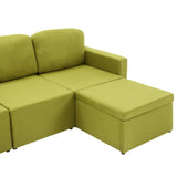 Canapé-lit modulaire 3 places Vert Tissu