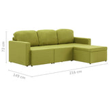 Canapé-lit modulaire 3 places Vert Tissu