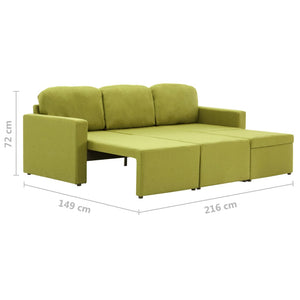 Canapé-lit modulaire 3 places Vert Tissu