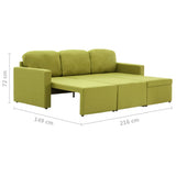 Canapé-lit modulaire 3 places Vert Tissu