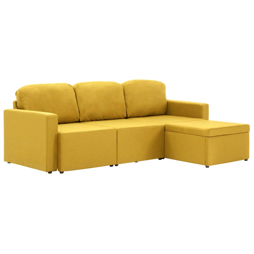 Canapé-lit modulaire 3 places Jaune Tissu