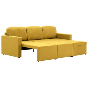 Canapé-lit modulaire 3 places Jaune Tissu