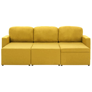 Canapé-lit modulaire 3 places Jaune Tissu