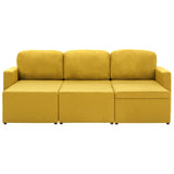 Canapé-lit modulaire 3 places Jaune Tissu