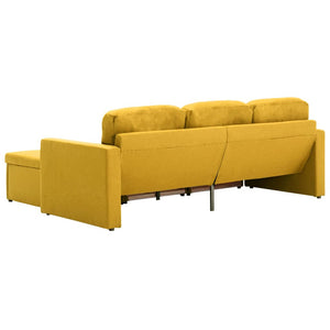 Canapé-lit modulaire 3 places Jaune Tissu