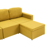 Canapé-lit modulaire 3 places Jaune Tissu