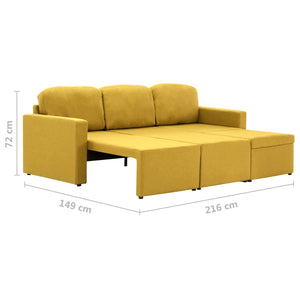 Canapé-lit modulaire 3 places Jaune Tissu