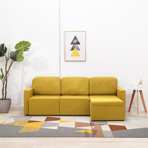 Canapé-lit modulaire 3 places Jaune Tissu