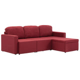 Canapé-lit modulaire 3 places Rouge bordeaux Tissu