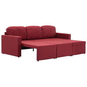 Canapé-lit modulaire 3 places Rouge bordeaux Tissu