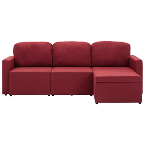 Canapé-lit modulaire 3 places Rouge bordeaux Tissu