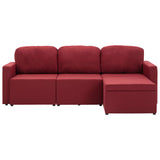 Canapé-lit modulaire 3 places Rouge bordeaux Tissu