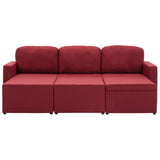 Canapé-lit modulaire 3 places Rouge bordeaux Tissu