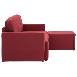 Canapé-lit modulaire 3 places Rouge bordeaux Tissu
