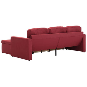 Canapé-lit modulaire 3 places Rouge bordeaux Tissu
