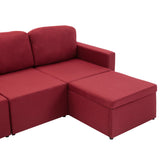 Canapé-lit modulaire 3 places Rouge bordeaux Tissu