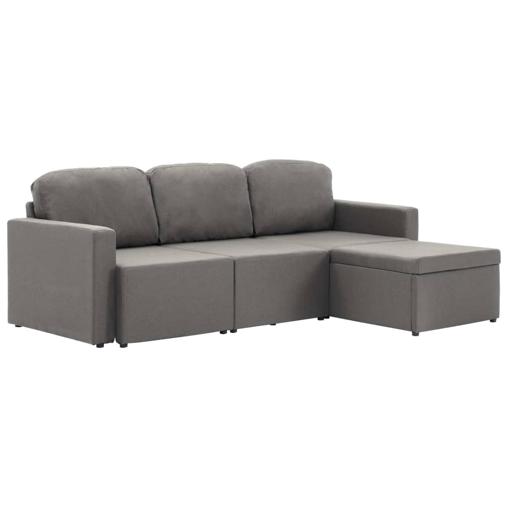 Canapé-lit modulaire 3 places Taupe Tissu