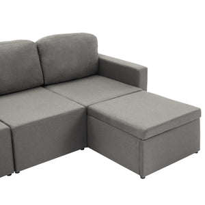 Canapé-lit modulaire 3 places Taupe Tissu