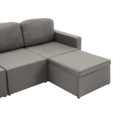 Canapé-lit modulaire 3 places Taupe Tissu