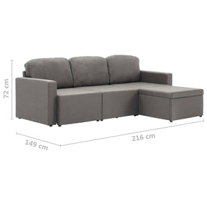 Canapé-lit modulaire 3 places Taupe Tissu